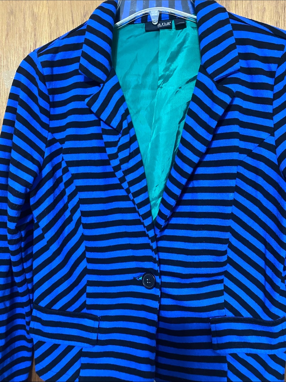 a.n.a Blue & Black Striped Women's Blazer